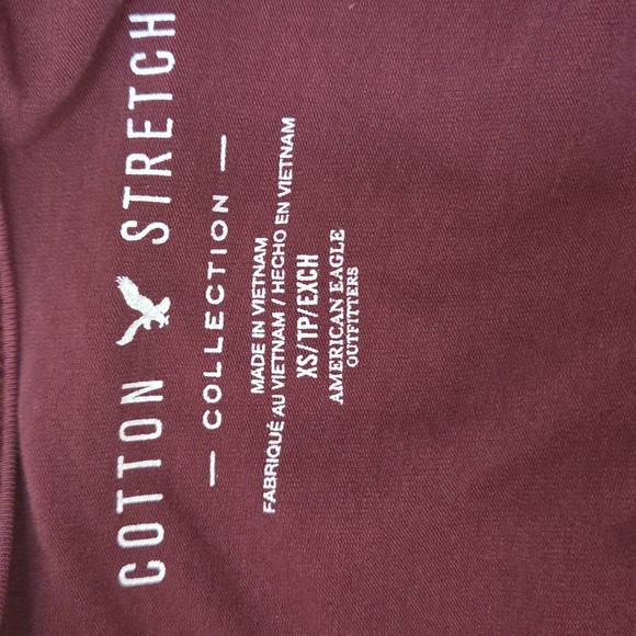 American Eagle Cotton Stretch Burgundy Long Sleeve Open Back Bodysuit Size XS - Picture 5 of 7